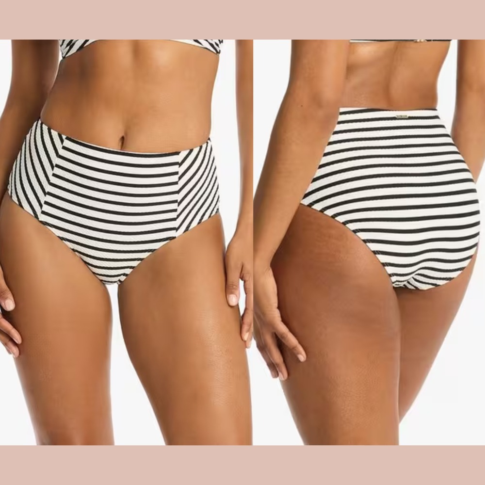 NWD $80 Sea Level [ 6 US ] Amalfi High Waist‎ Stripe Bikini Bottoms White U1514